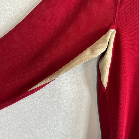 L.L.Bean Men Red/Tan Long Sleeve 1/4 Zip Mock Neck Pullover Top Medium - Picture 6 of 9